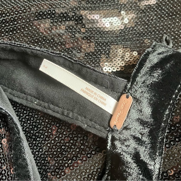 Free People Film Noir Black Sequin Halter Mini Dress size 2 - Picture 6 of 8